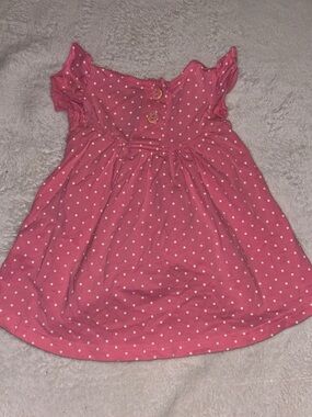Girls Pink Polka Dot Short Sleeve Dress - Casual Everyday
